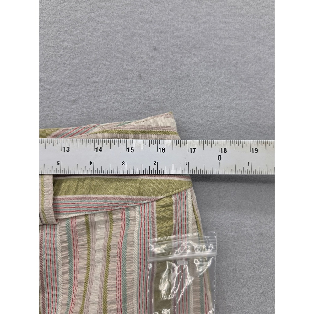 Cabi Striped Seersucker Mini Skirt Size 8 Green Pink Cotton Textured Style 309 - Picture 12 of 13
